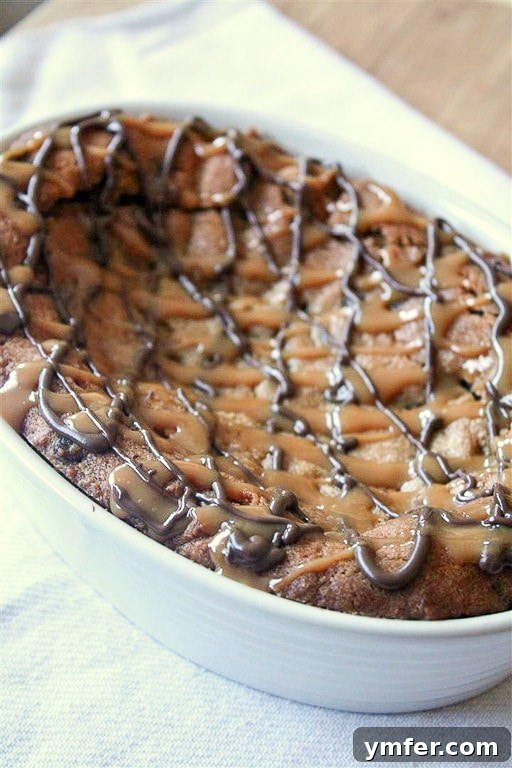 Skillet Baked Chocolate Chip Dream 4 Close-up of a Slice of Deep Dish Chocolate Chip Cookie with Caramel
