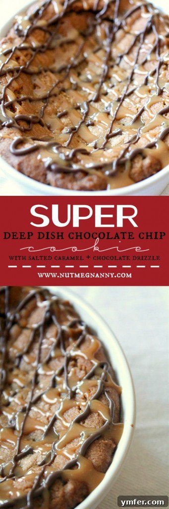 Skillet Baked Chocolate Chip Dream 6 Deep Dish Chocolate Chip Cookie with Caramel and Chocolate Topping