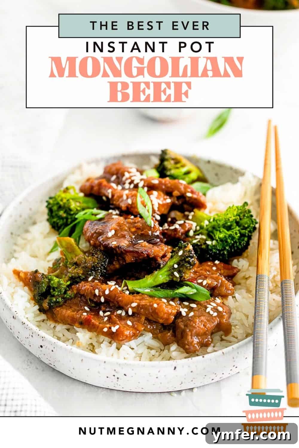 Speedy Instant Pot Mongolian Beef 9 Instant Pot Mongolian Beef graphic pin with a square image of the dish.