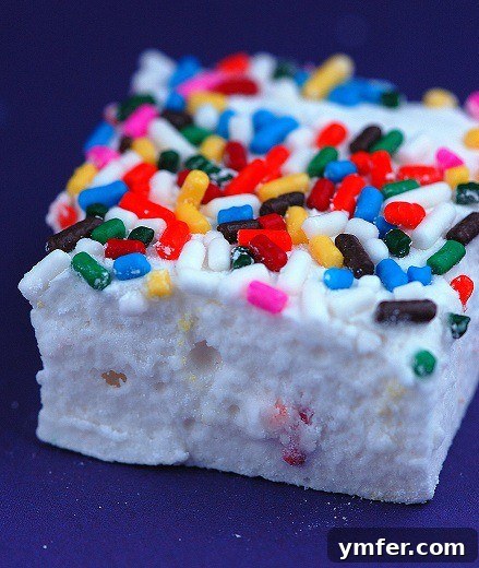Ultimate Funfetti Rocky Road Bars 3 Close-up of fluffy, colorful Funfetti marshmallows, ready to be transformed into Rocky Road Brownies.