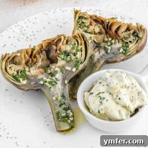 Steamed artichokes with mayonnaise, ready to be served.