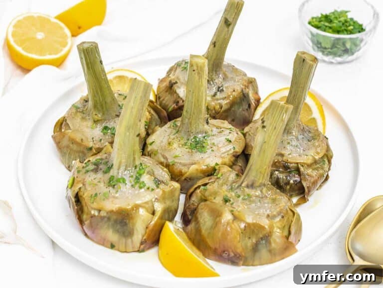 Rome's Signature Artichokes 29 Braised artichokes with lemon and herbs after cooking