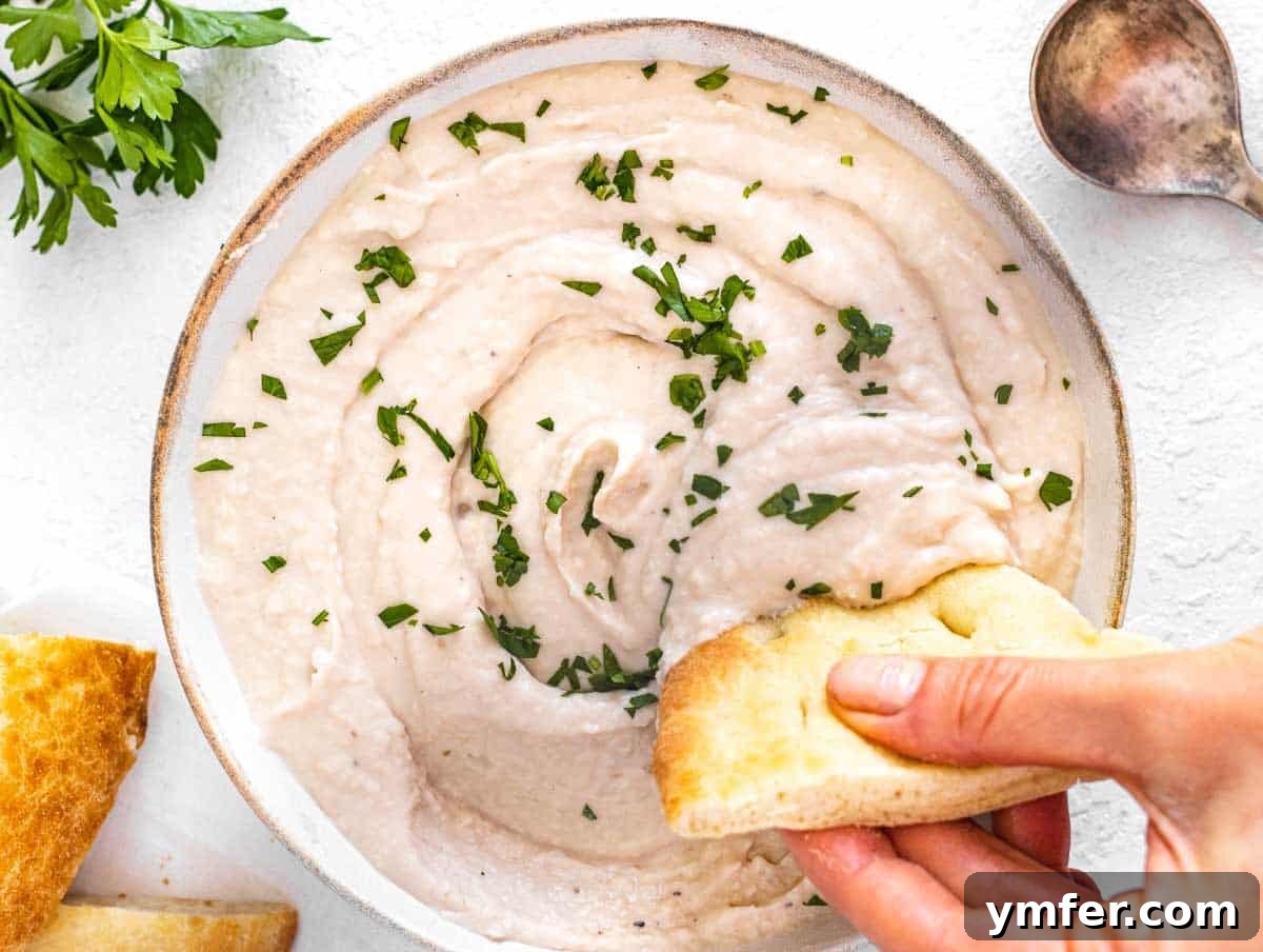 30 Crowd-Pleasing Vegan Starters 14 Creamy white bean dip served alongside fresh pita bread triangles.