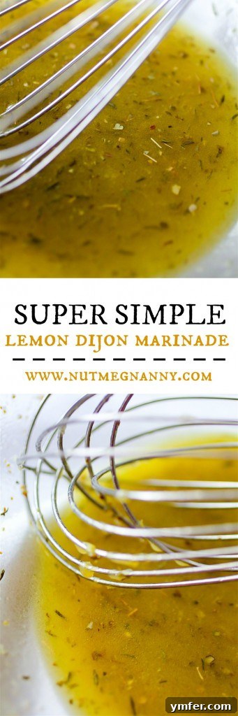Quick & Zesty Lemon Dijon Marinade 5 This super simple lemon Dijon marinade is the perfect go-to marinade. Use on chicken, fish or even beef! Ready in no time and totally delicious. You'll love this super simple recipe!