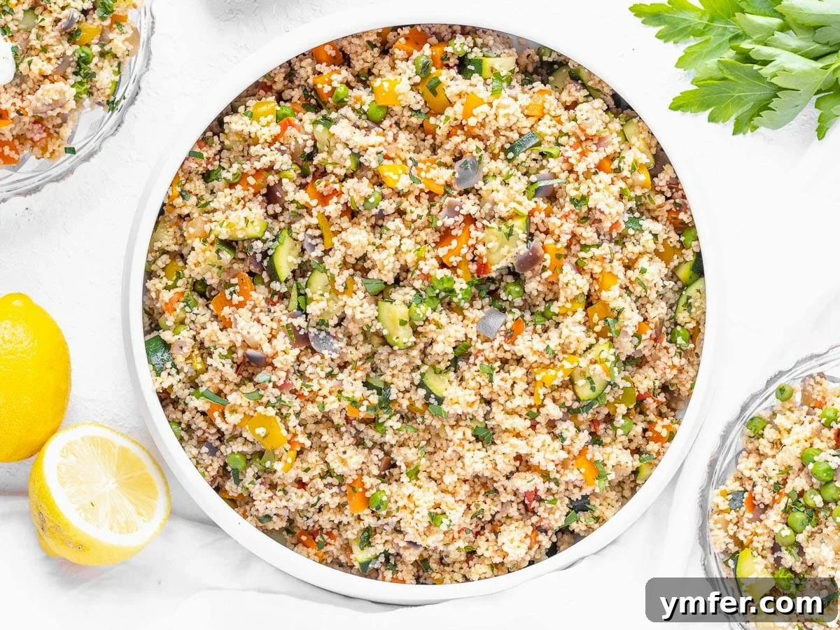 vegetable couscous with lemon on the side