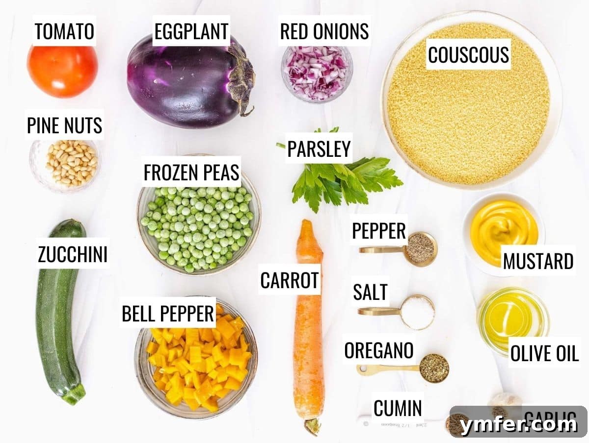Ingredients for vegetable couscous