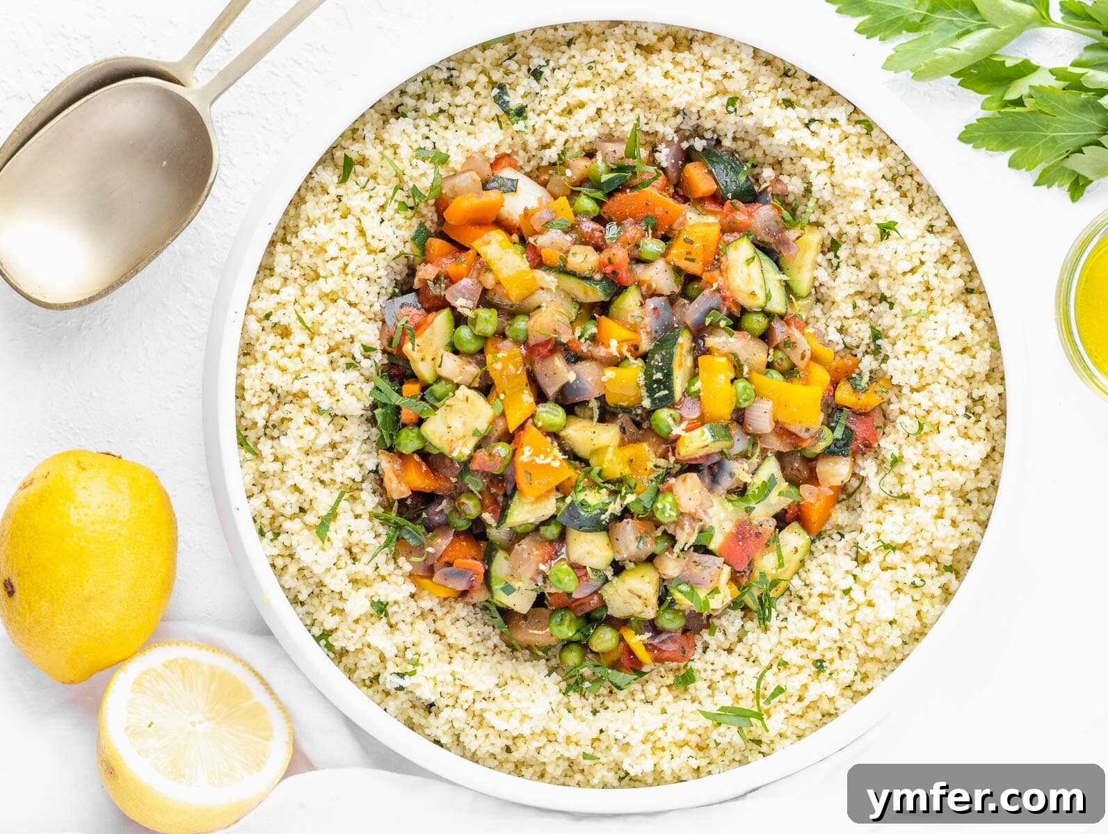 couscous with vegetables served in a large bowl