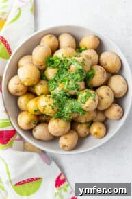 Close-up of freshly made Syracuse Salt Potatoes, ready to serve.
