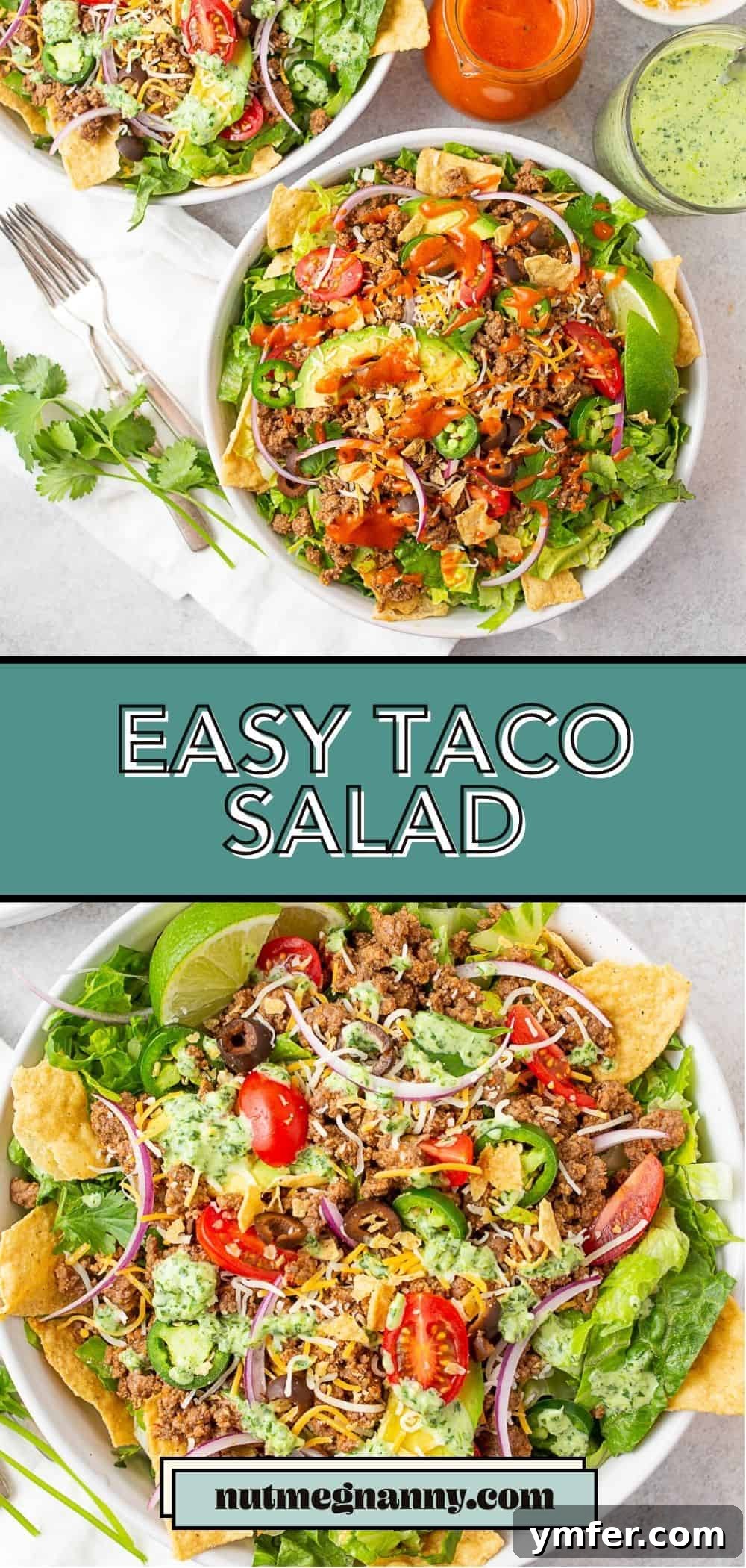 Speedy Taco Salad Delight 7 Easy Taco Salad graphic pin for Pinterest, long vertical format.