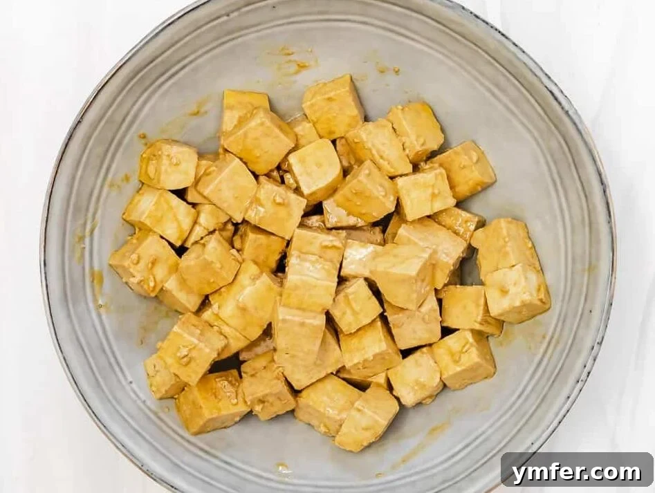 Zesty Orange Tofu 7 cubed tofu coated in olive oil, soy sauce, and corn starch