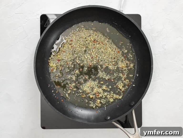 Fiery Rigatoni 17 frying garlic and red pepper flakes in oil