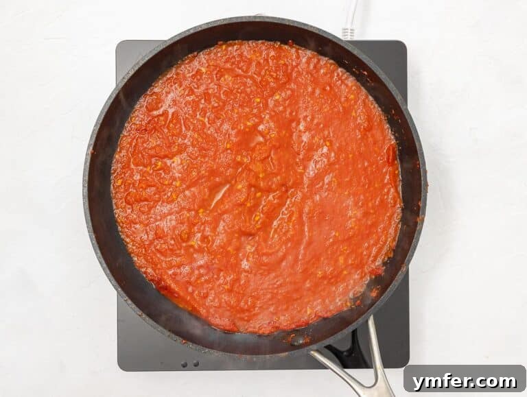 Fiery Rigatoni 18 arrabbiata sauce in the pan