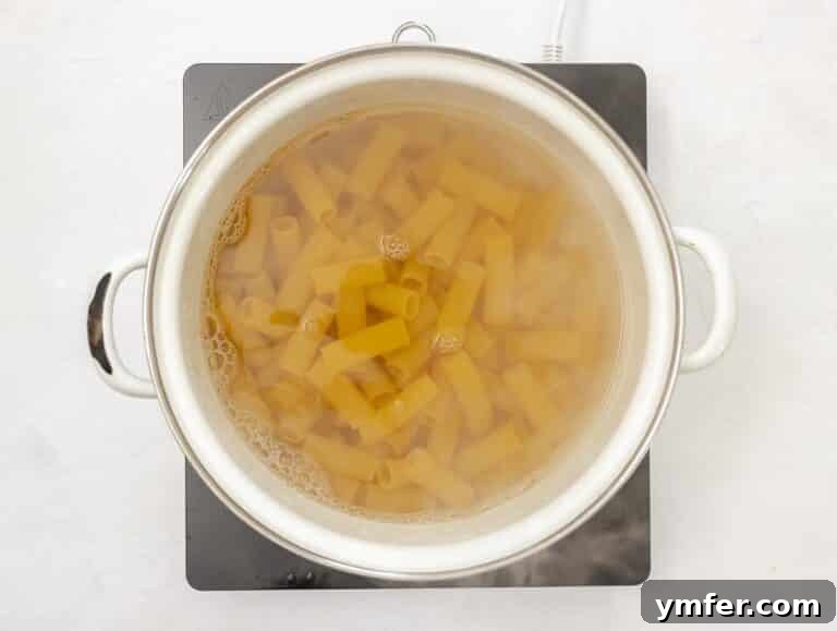 Fiery Rigatoni 19 cooking the pasta in boiling water