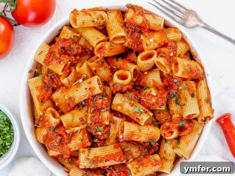 Fiery Rigatoni 22 rigatoni arrabbiata in a bowl
