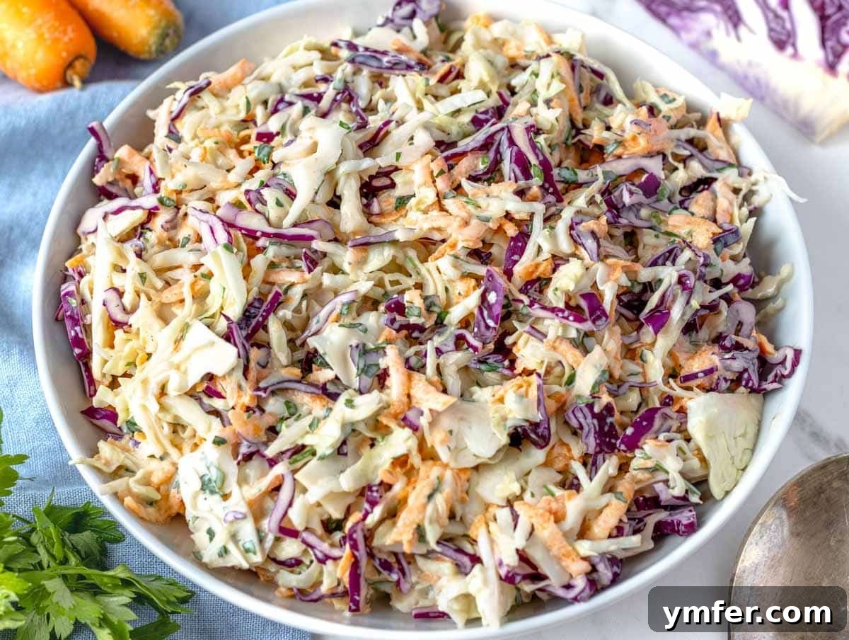 45 Delightful Vegetable Sides 31 Coleslaw in a simple white bowl