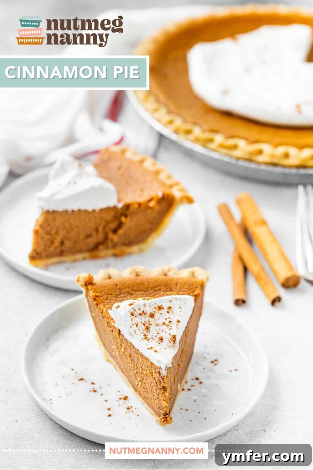 Golden Cinnamon Comfort 9 Graphic Pinterest pin for Cinnamon Pie, highlighting key ingredients and its Psych inspiration.