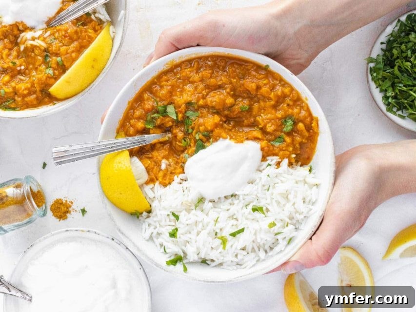 30 Quick & Wholesome Vegan Lunch Recipes 32 Lentil curry in a bowl.