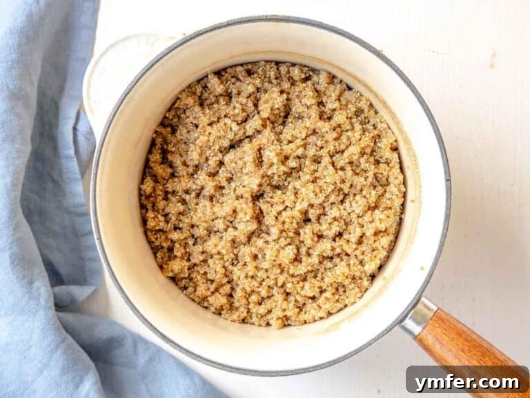 Zesty Quinoa Chickpea Power Salad 11 cooked quinoa in a white pot