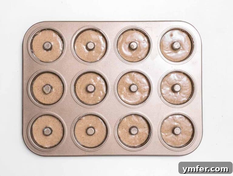Plant Based Cake Perfection 8 Donut cake pan with batter