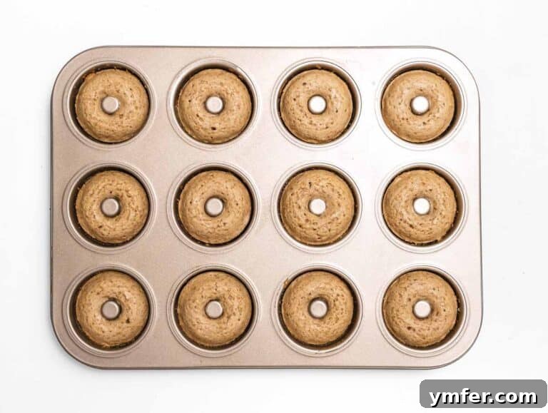 Plant Based Cake Perfection 9 Baked cake donuts cooling in a pan
