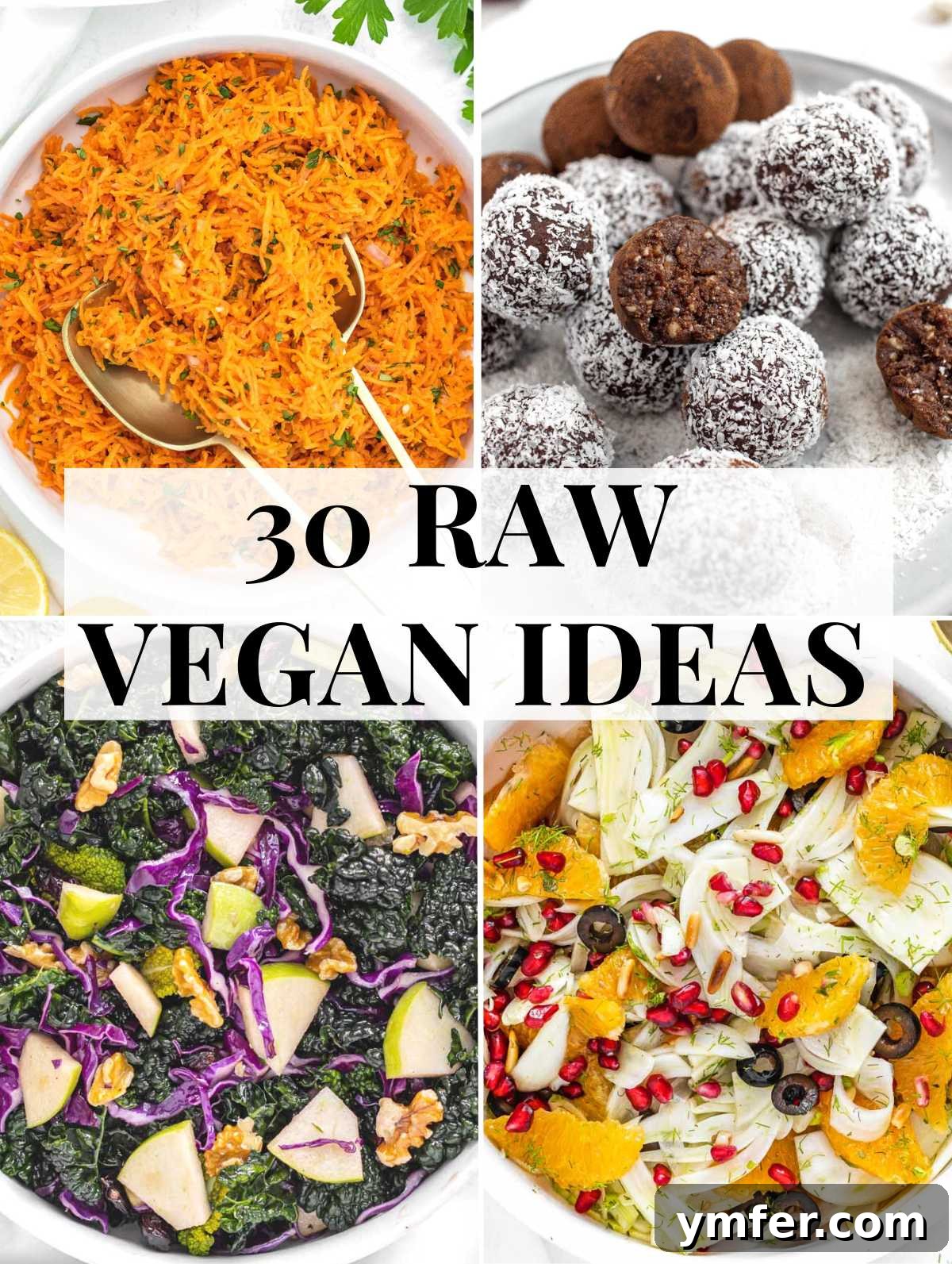 Uncooked Vegan Creations 2 Assortment of vibrant raw vegan recipes including bliss balls, fresh salads, and vegetable dishes, showcasing colorful, uncooked ingredients.