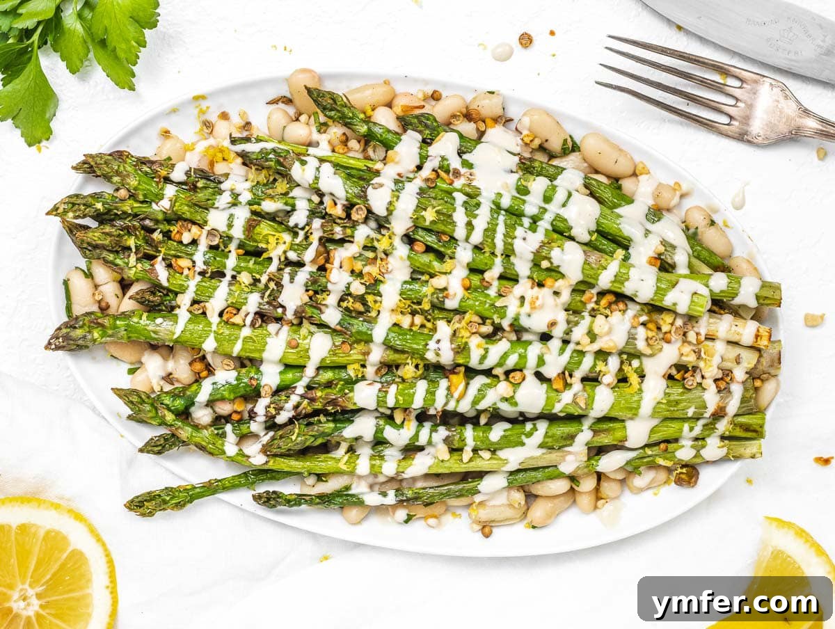 Crispy Air Fryer Asparagus 11 Air fryer asparagus with tahini dressing