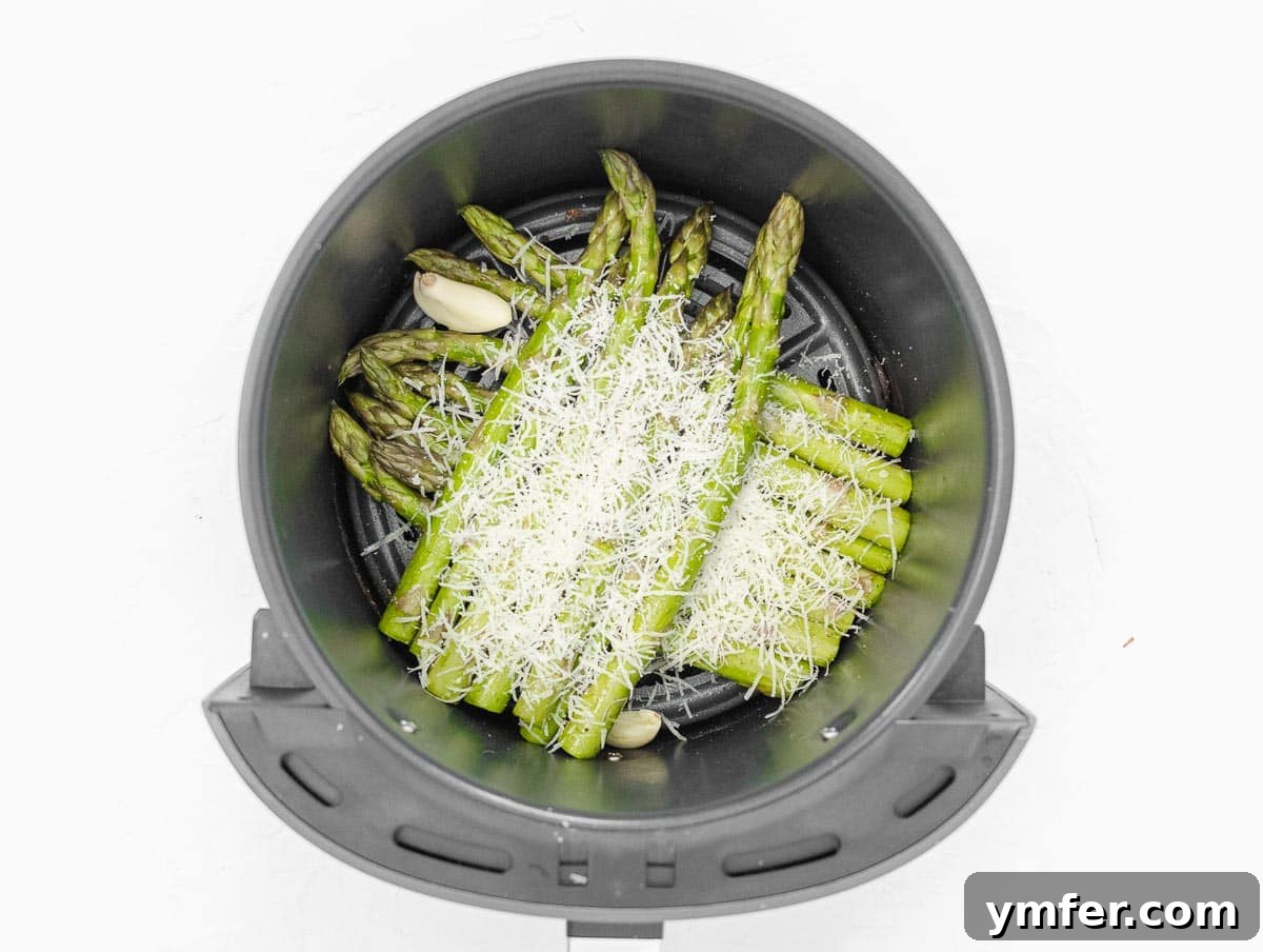 Crispy Air Fryer Asparagus 14 air fried asparagus with grated parmesan