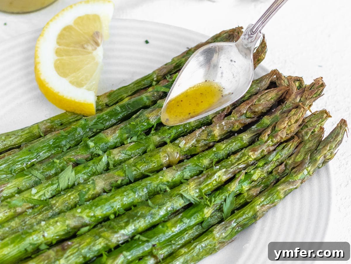 Crispy Air Fryer Asparagus 5 air fried asparagus with mustard vinaigrette