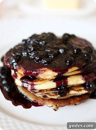Lemon Ricotta Pancakes with Blueberry Sauce by Nutmeg Nanny Lemon Ricotta Pancakes with Blueberry Sauce by Nutmeg Nanny