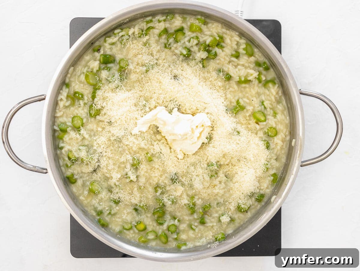 Spring Green Risotto 15 butter and parmigiano reggiano on the risotto