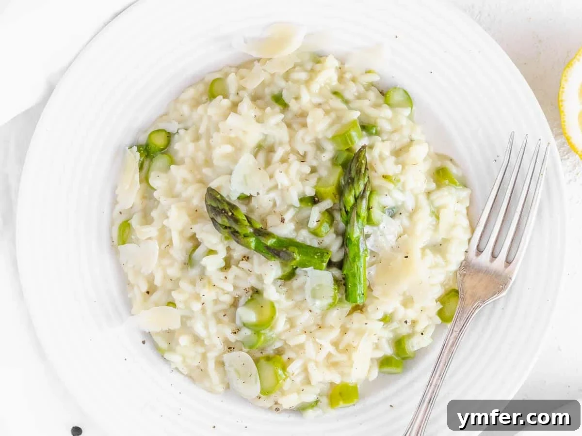 Spring Green Risotto 17 asparagus risotto served on a plate