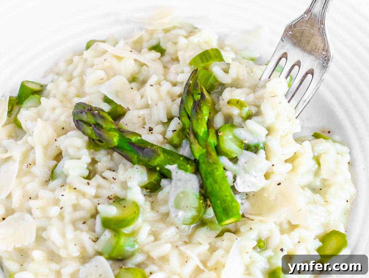 Spring Green Risotto 3 a forkful of asparagus risotto