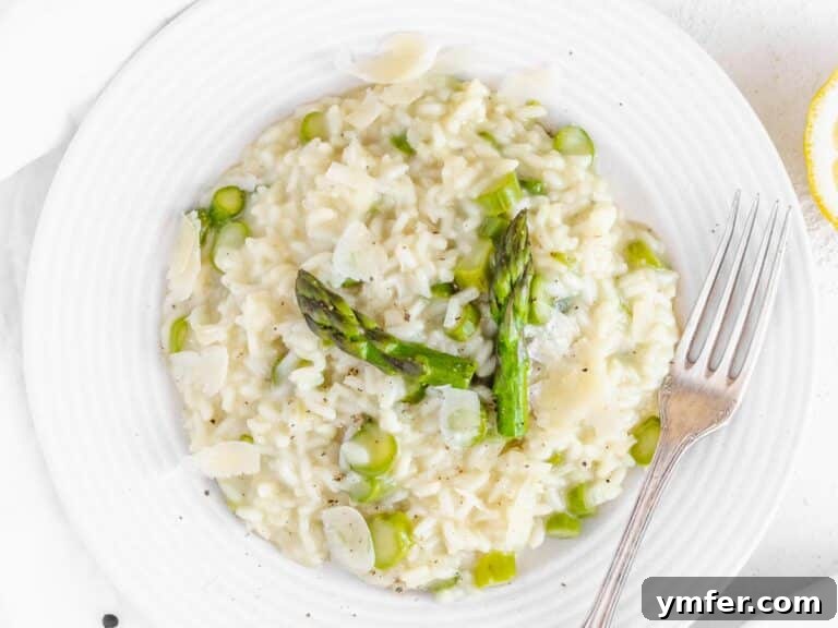 Spring Green Risotto 33 asparagus risotto served on a plate