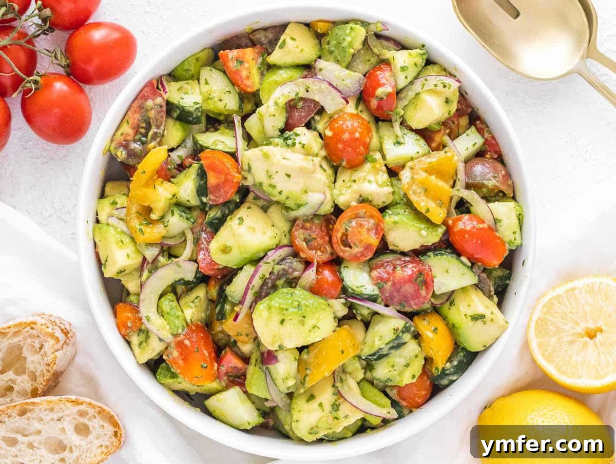 Golden Honey Mustard Bliss 11 Creamy Avocado Salad served in a white bowl