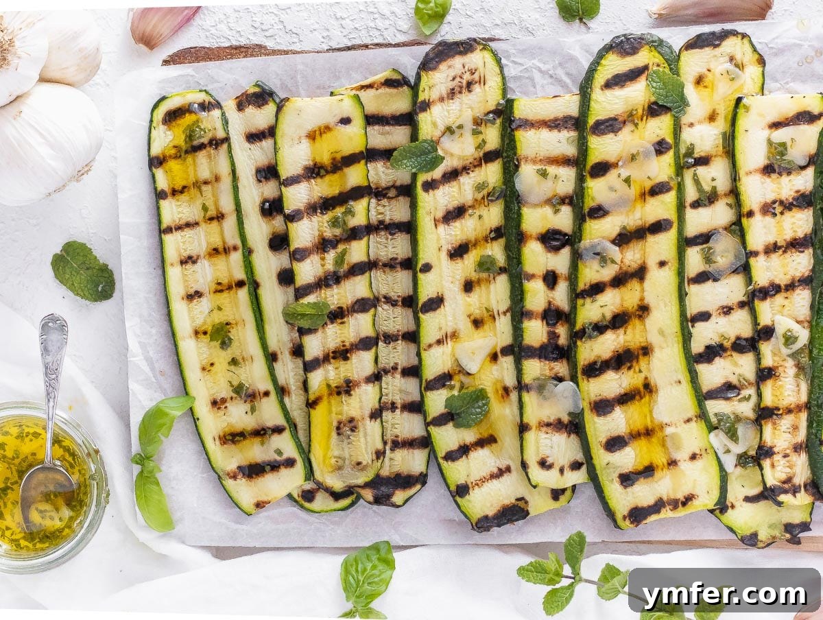 Perfectly Charred Zucchini 11 grilled zucchini drizzled with marinade