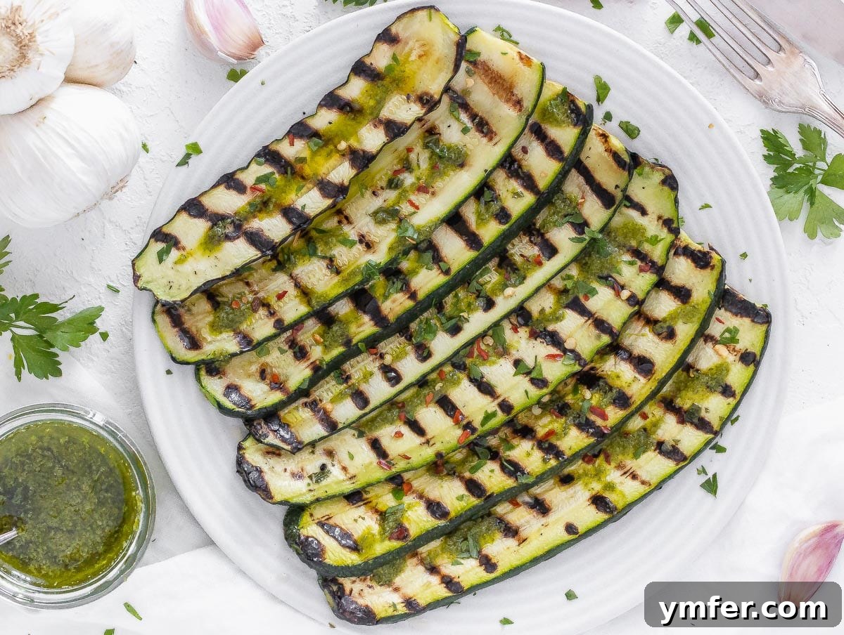 Perfectly Charred Zucchini 12 grilled zucchini with Italian salsa verde