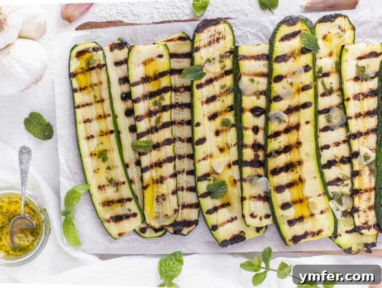 Perfectly Charred Zucchini 21 grilled zucchini drizzled with marinade