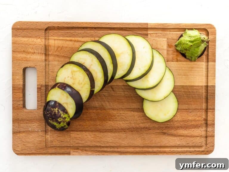 Eggplant Elevated 30 Exciting Recipes 25 Eggplant cut into uniform discs for roasting.