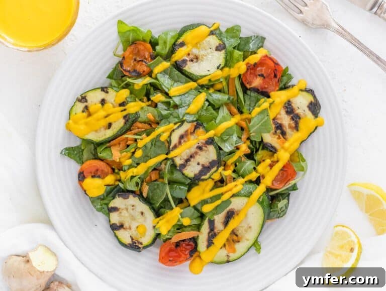 carrot ginger dressing on salad