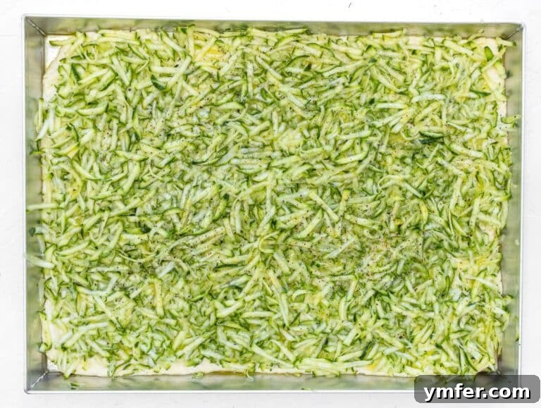 Rustic Zucchini Focaccia 23 topping of grated zucchini