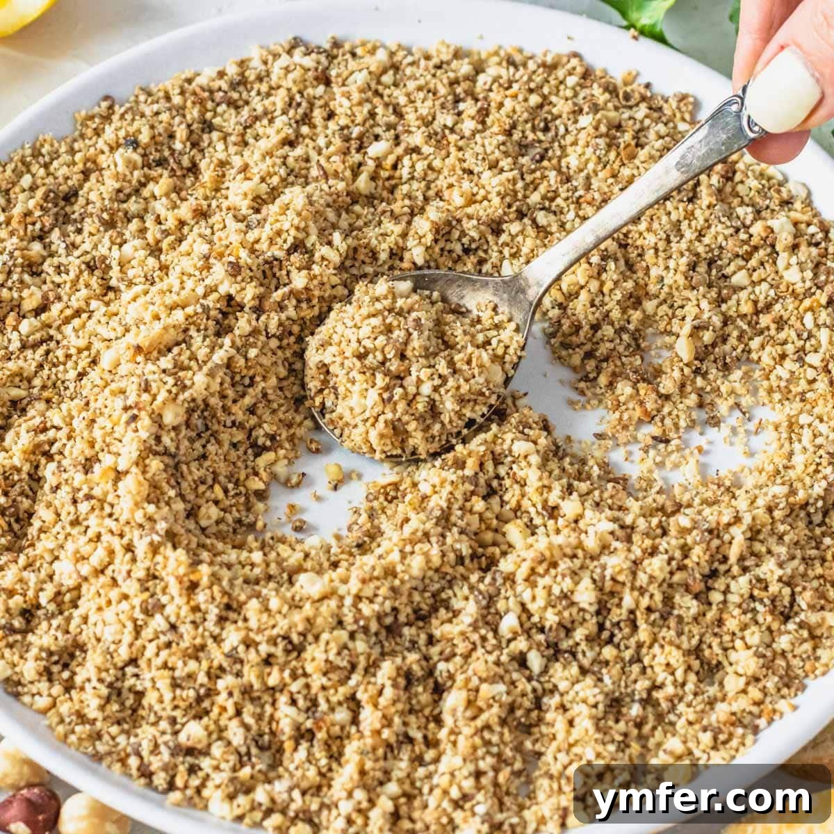 Dukkah spice blend in a bowl.