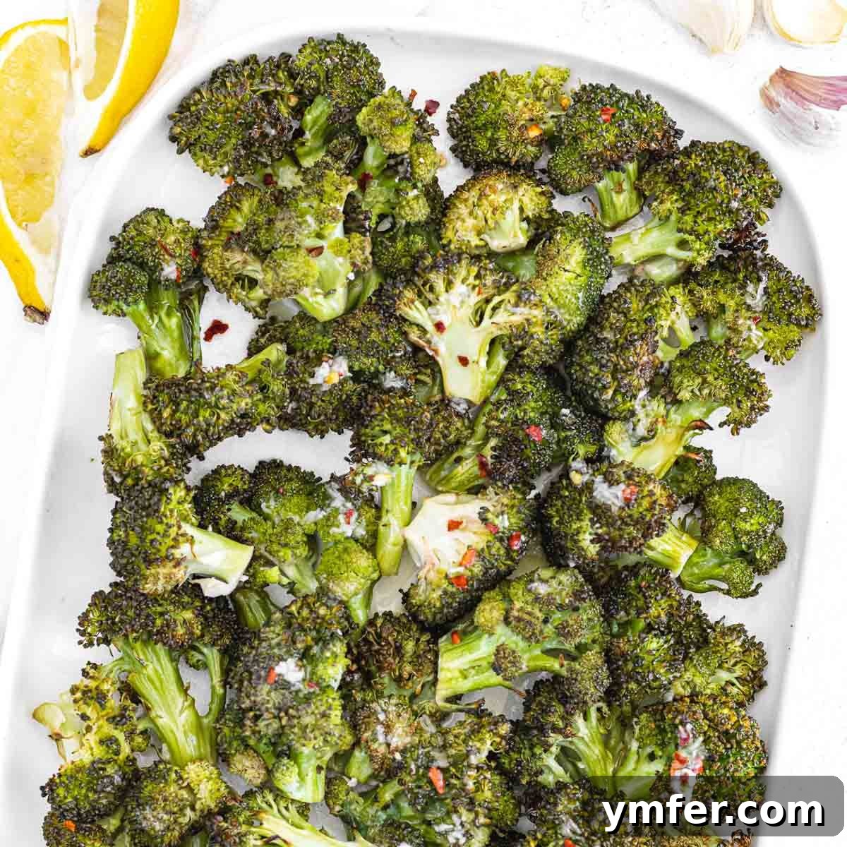 Oven roasted broccoli florets.