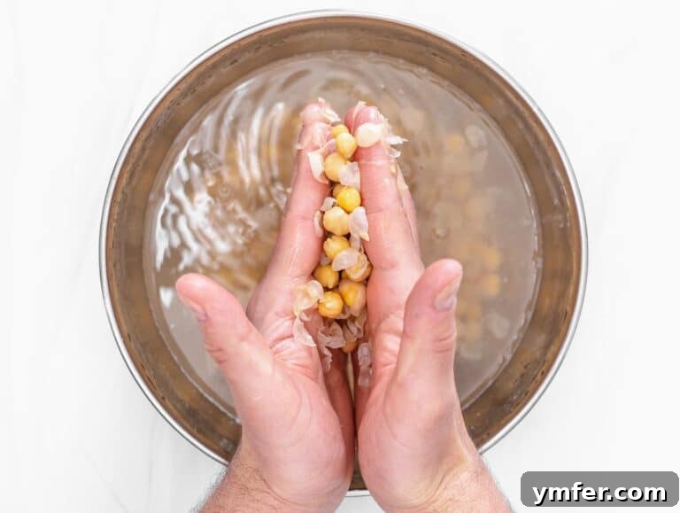 removing chickpeas skin