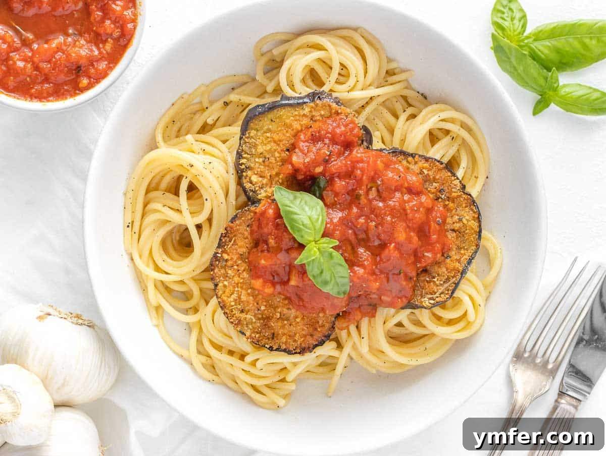 Rustic Marinara 6 breaded eggplants with spaghetti and marinara sauce