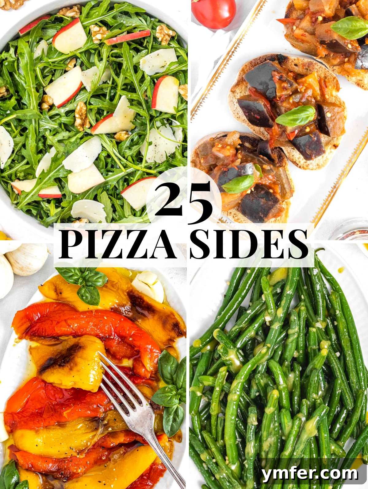 25 Pizza Sidekicks: Dishes That Elevate Your Slice 2 An array of fresh and vibrant side dishes perfect for complementing a pizza meal, including salads and roasted vegetables.