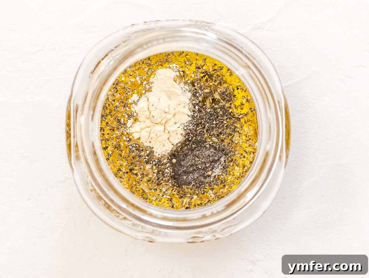 Zesty Italian Vinaigrette 5 ingredients in a jar