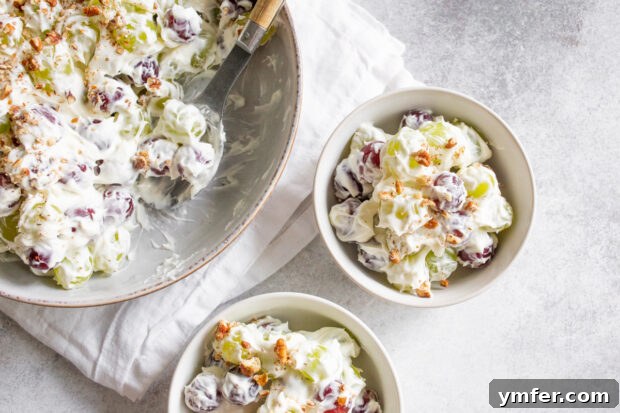 Luscious Grape Medley 7 Sweet Grape Salad in a serving bowl and 2 small bowls.