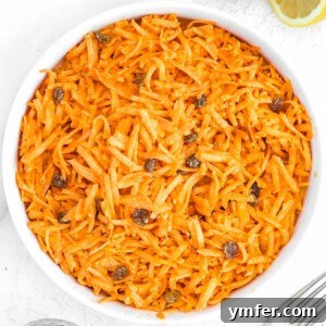 Carrot raisin salad, a classic and colorful side dish.