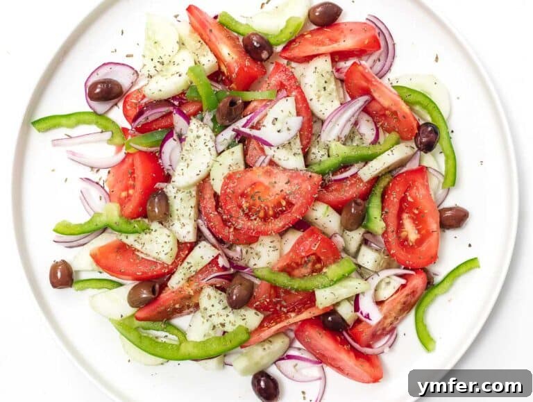 Horiatiki: The Quintessential Greek Village Salad 17 veggies arranged on a plate