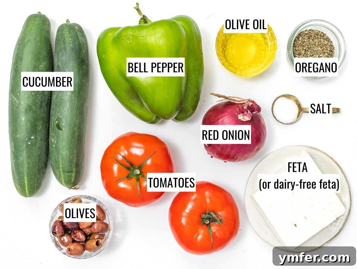 Horiatiki: The Quintessential Greek Village Salad 4 Greek salad ingredients